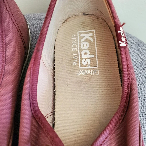 KEDS | Maroon Canvas Lace Up Ortholite Flat Sneakers (Size 10) - Picture 6 of 7